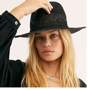 FREE PEOPLE PORTO WOVEN HAT BLACK